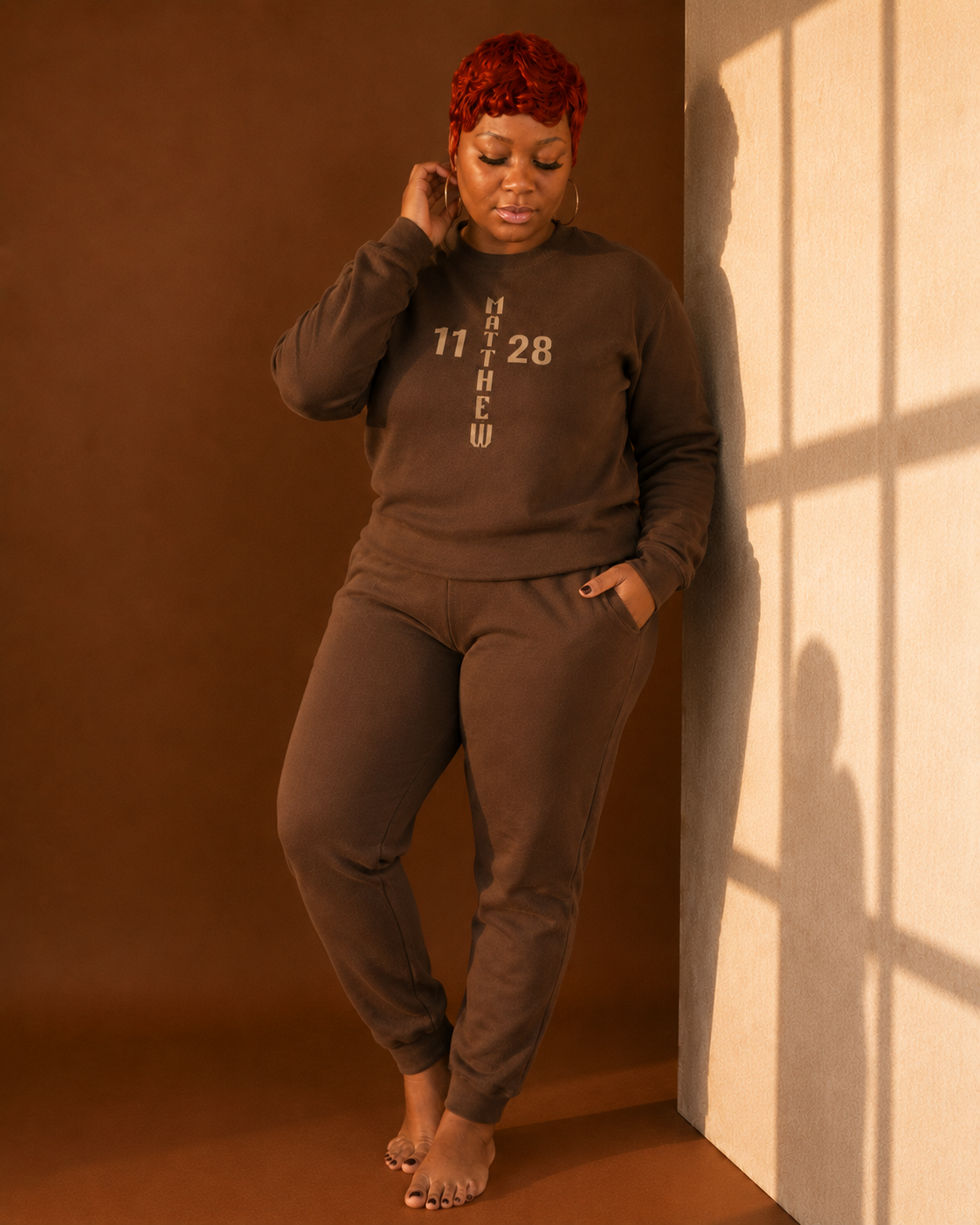 Matthew 11:28 “Come to Me” Faith Sweatshirt Chocolate Brown