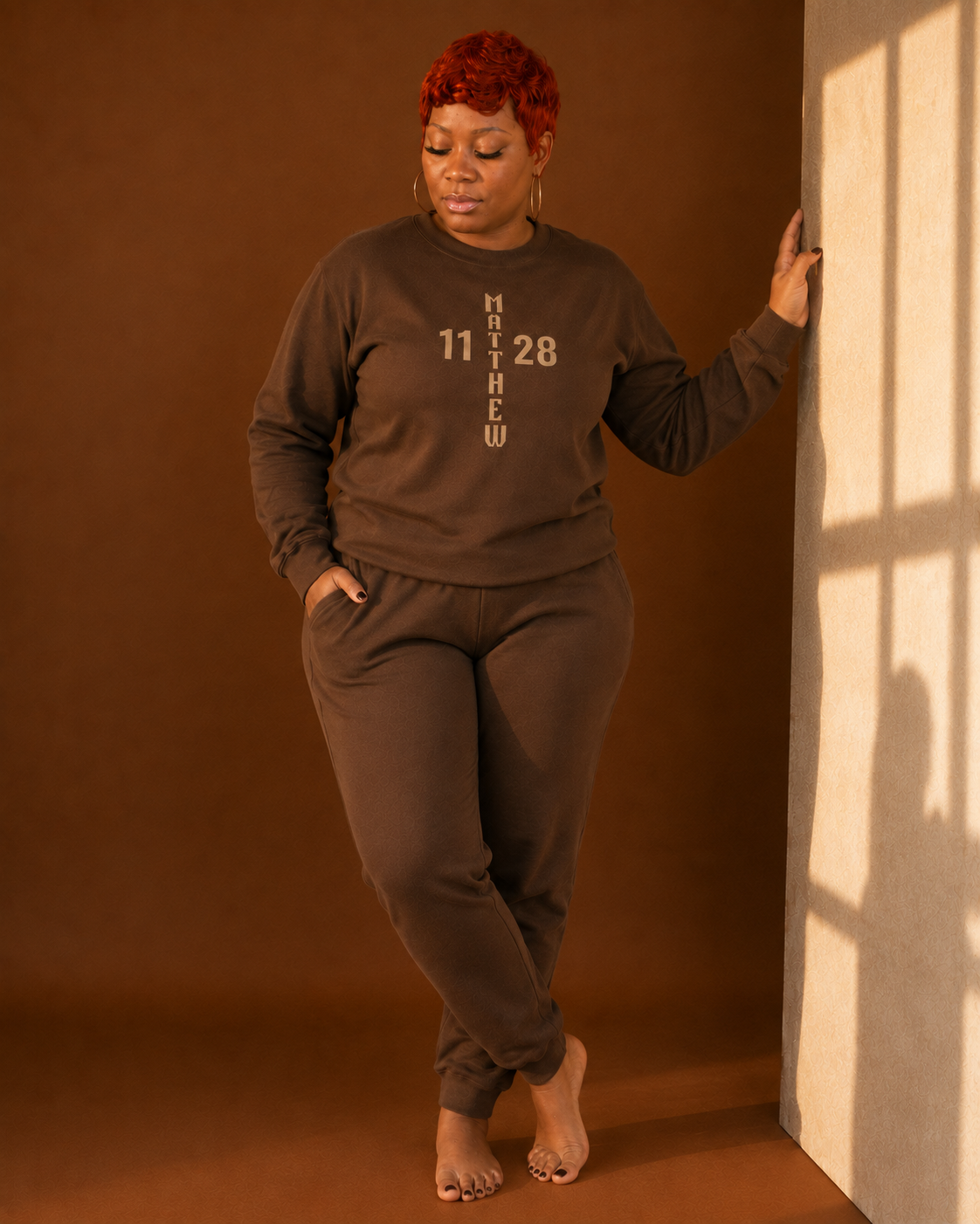 Matthew 11:28 “Come to Me” Faith Sweatshirt  Chocolate Brown