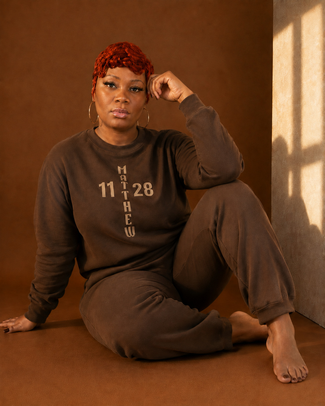 Matthew 11:28 “Come to Me” Faith Sweatshirt  Chocolate Brown